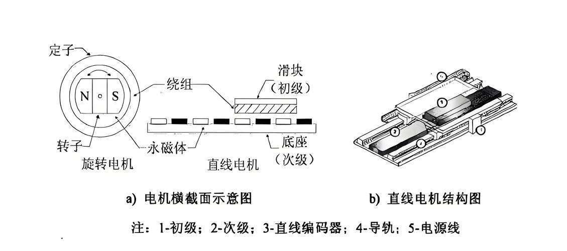 直線電機結構圖，直線電機模組內部結構